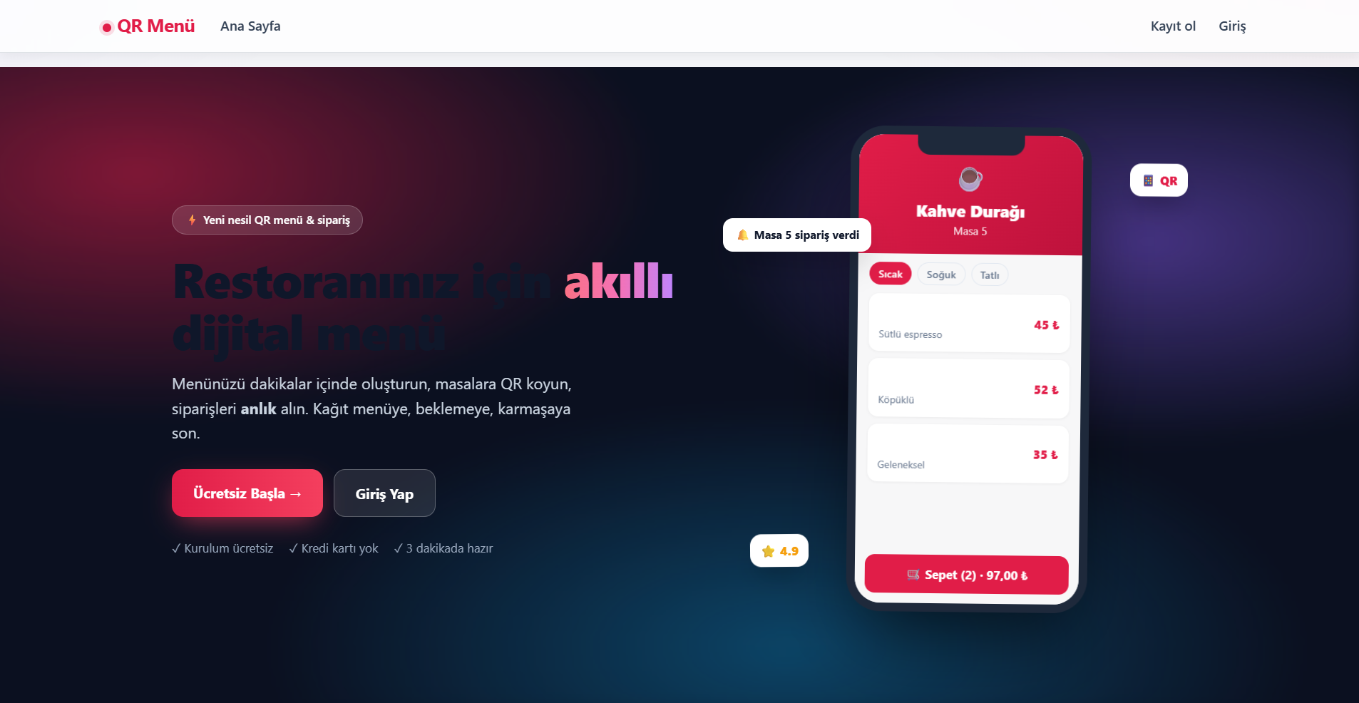 QR Menü — Çok Kiracılı Dijital Menü & Sipariş Platformu